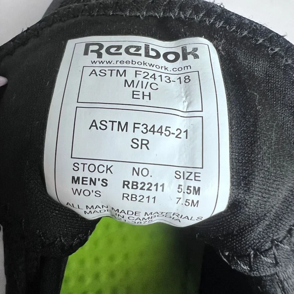 Reebok Work RB2211 Astroride Alloy Toe Shoes Black Men’s 5.5 Women’s 7.5 Safety
